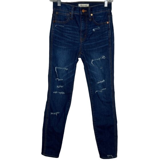 Madewell 10" High Rise Distressed Skinny Jeans Dark Wash Women’s 24 Denim - Picture 1 of 12